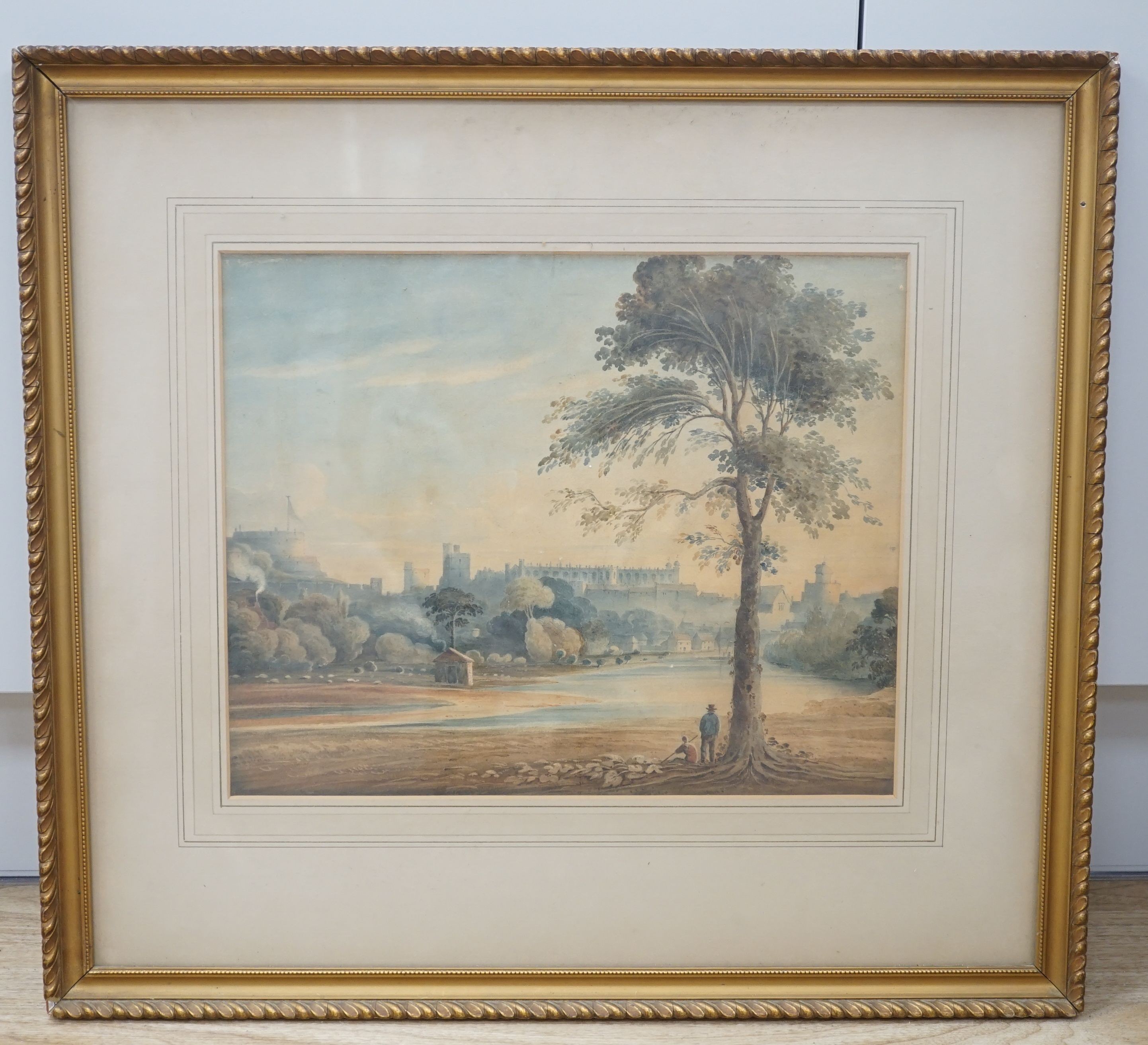 Early 19th century English School, watercolour, View of Windsor Castle, 29 x 36cm